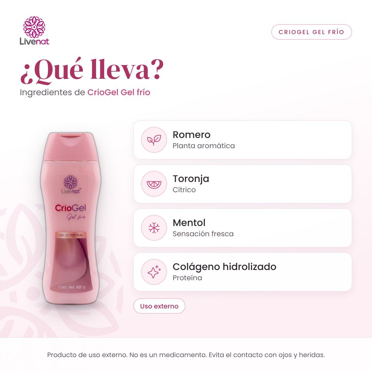 CrioGel Gel frío: ingredientes